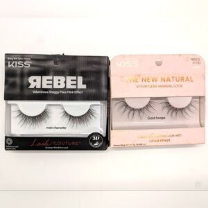 Kiss Lashes Rebel Main Character New‎ Natural Gold Hoops New 2 Pair